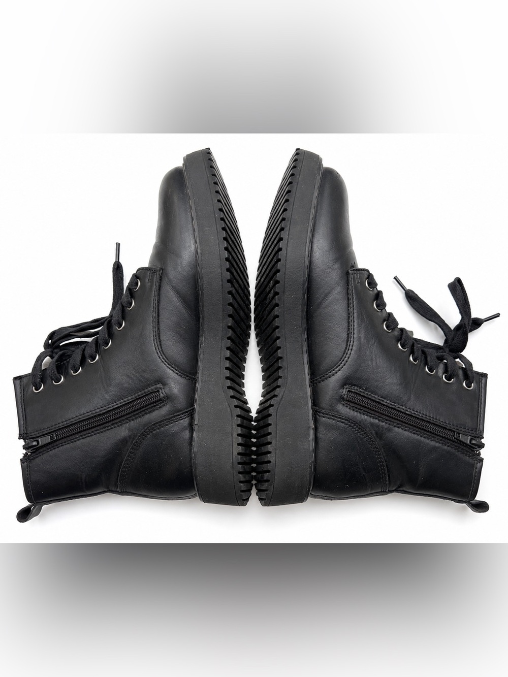 STEVE MADDEN “Madden Girl Kurrt” Black Lace-Up, Side Zip, Lug Sole Combat Boots - Picture 9 of 16